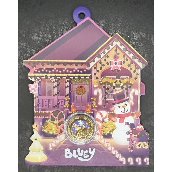 Bluey Christmas $1 Coin – Royal Australian Mint Festive Bluey Carded Coin