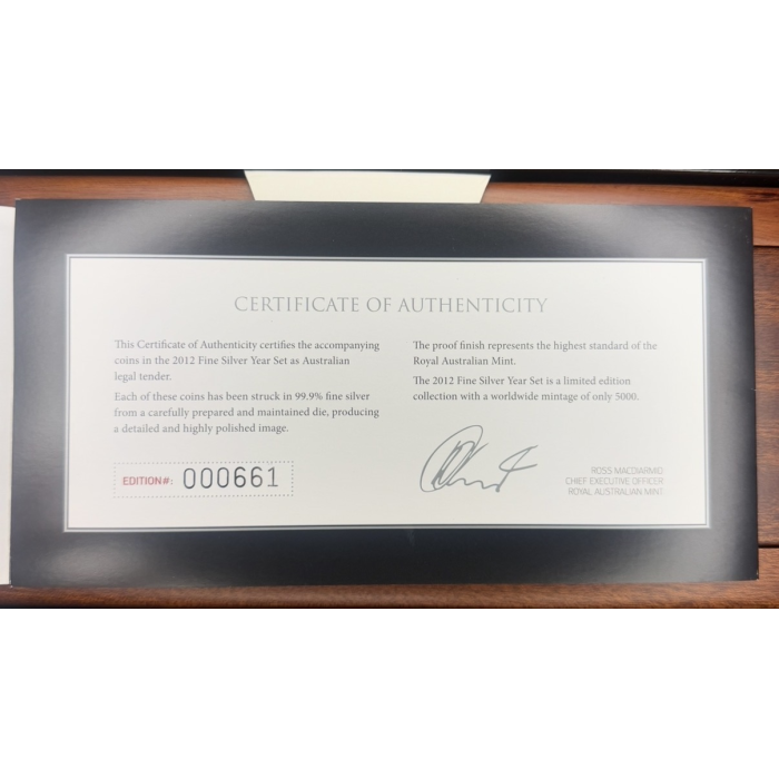 2012 Fine Silver Proof Year Set – Royal Australian Mint – Numbered Timber Case