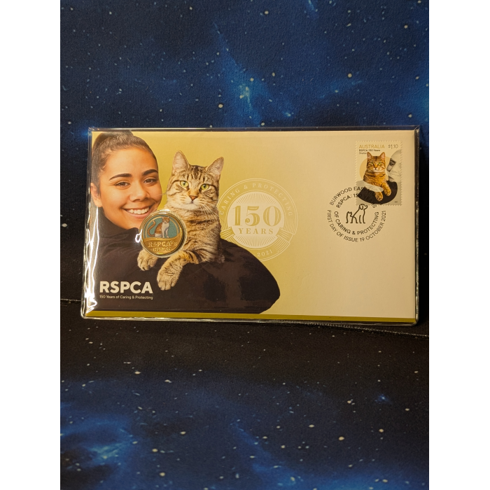 PNC Australia 2021  Cat  RSPCA 150 Years Caring and Protecting $1 Coloured Coin