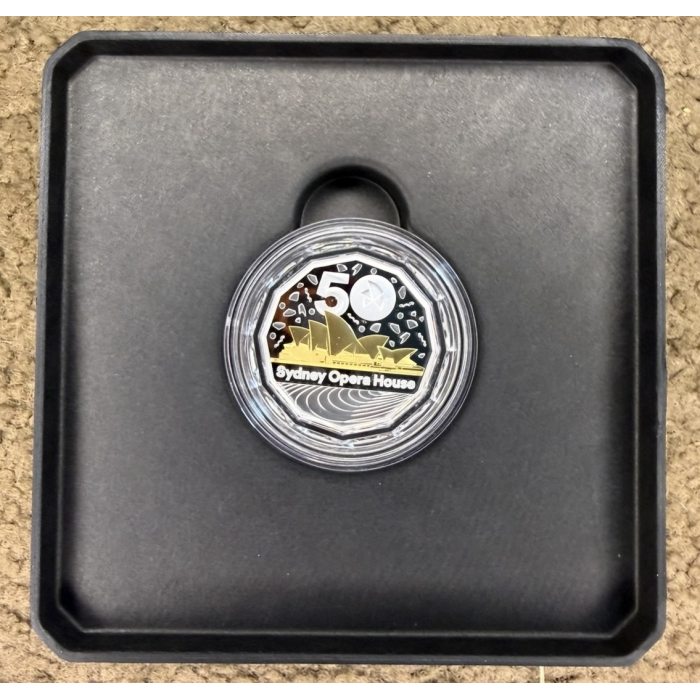 2023 50c Sydney Opera House 50th Anniversary Gold Plated Silver Proof Coin – RAM