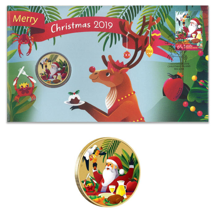 2019 $1 Merry Christmas Santa PNC - Mintage: 7,000