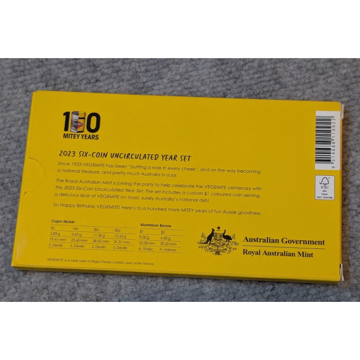 2023 VEGEMITE - 100 YRS of  'Happy Little Vegemites' Unc 6 Coin Set