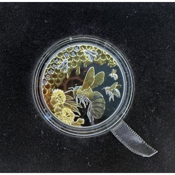 2025 “Honey Bee” 1oz Silver Black Proof Coin – Gold Plated Niue (Mintage 750)