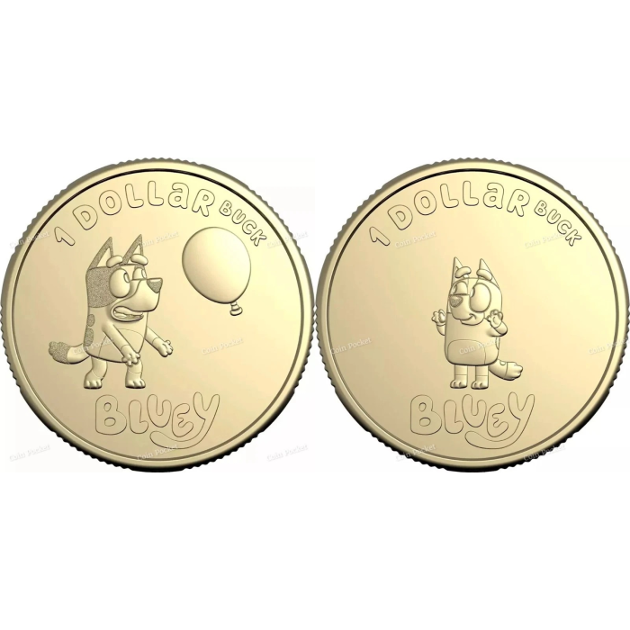 Bluey & Bingo - Set of 2 One Dollar Coin Bags Dollarbuck $1 - New Sealed
