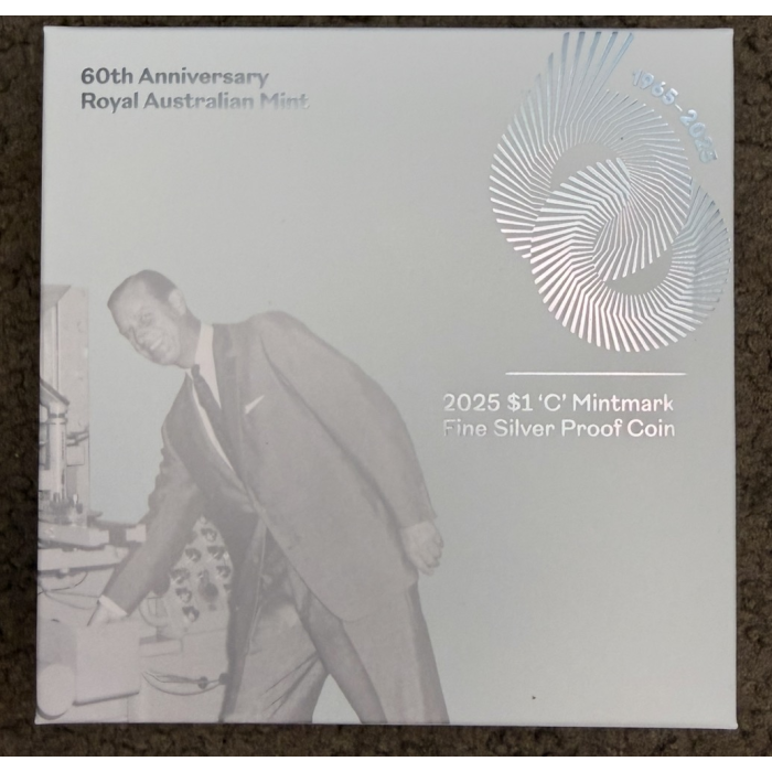 2025 $1 ‘C’ Mintmark Silver Proof Coin – 60th Anniversary Royal Australian Mint