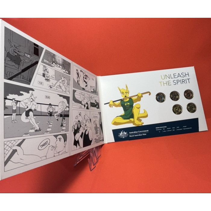 2020 Tokyo Olympics Hockey Roo Cover - Folder with 5 x UNC $2 Coins