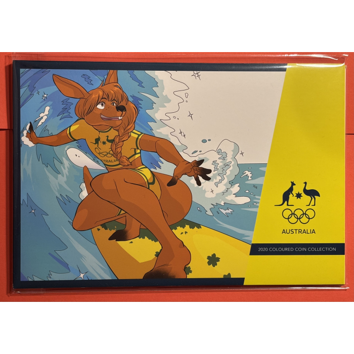 2020 Tokyo Olympics Surfer Roo Cover -  Folder with 5 x UNC $2 Coins