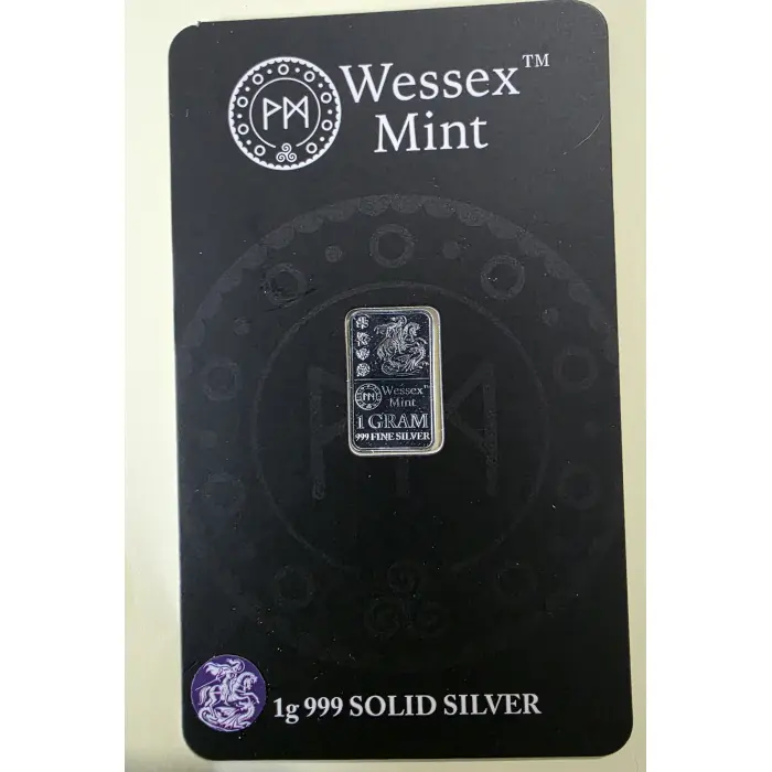GEORGE & THE DRAGON  - Wessex Mint 1 Gram .999 Silver Bar