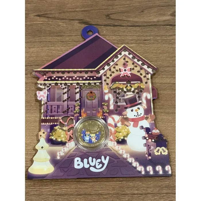 2025 $1 Coloured Uncirculated Coin – Bluey Christmas