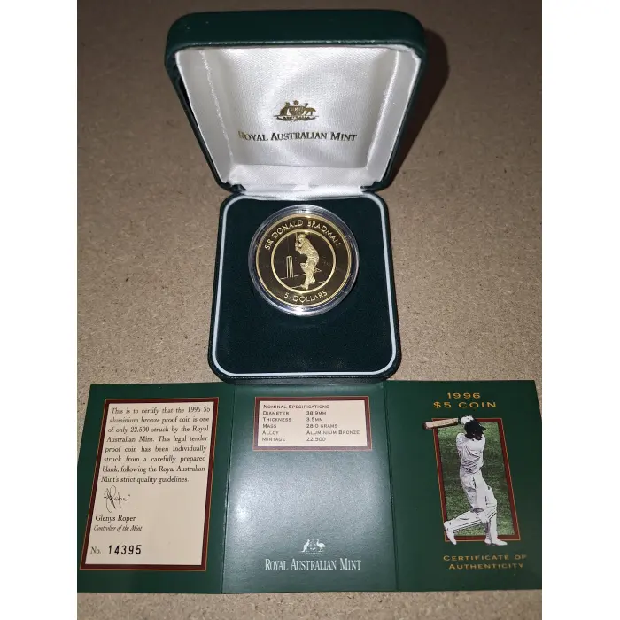 1996 $5 Proof - Sir Donald Bradman