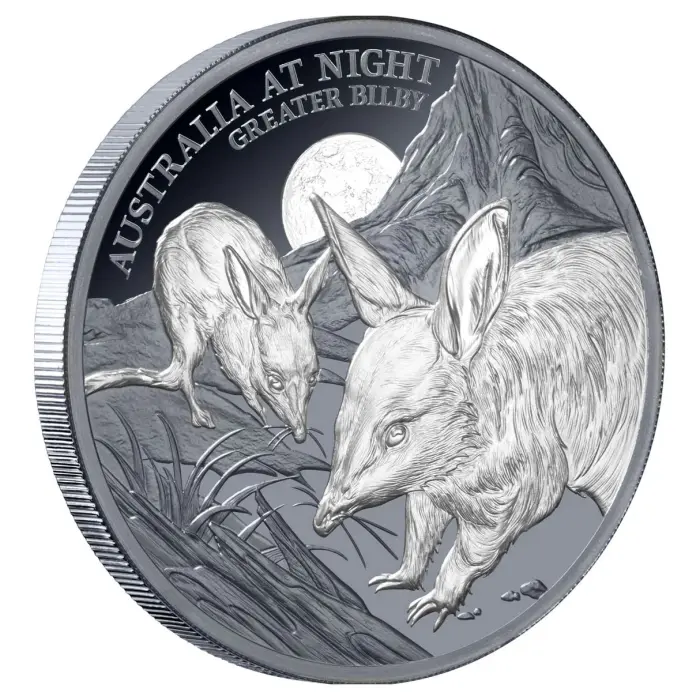 2026 1oz Silver Black Proof Greater Bilby Coin | Australia at Night - Mintage: 1