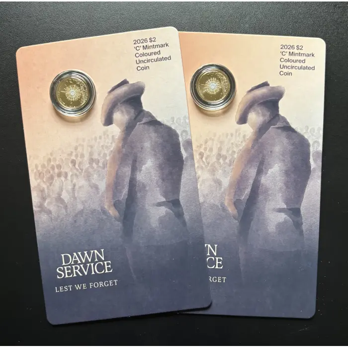 2026 DAWN SERVICE LEST WE FORGET $2 'C' MINT UNCIRCULATED COIN.