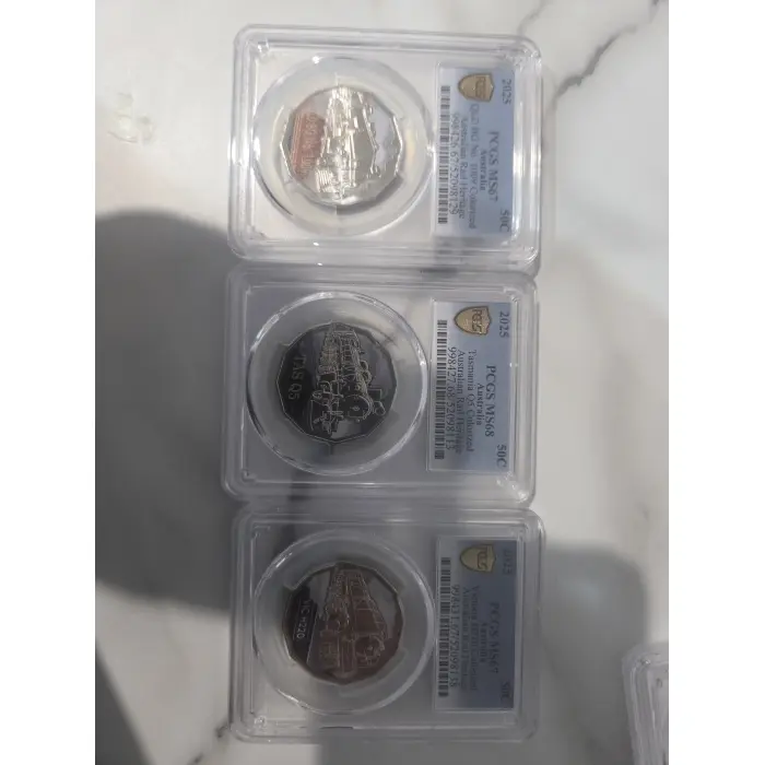 2025 Steam Giants – Australian Rail Heritage 50c Coloured  Set Grade