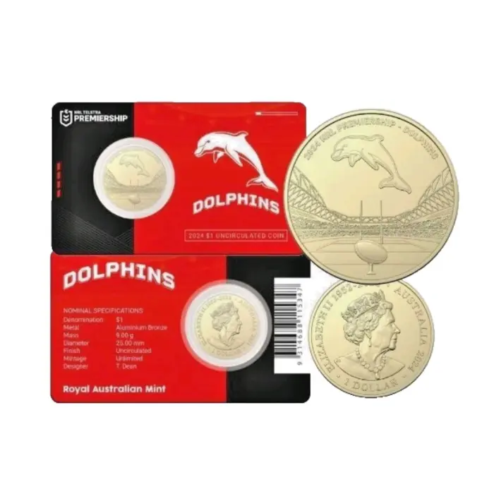 2024  $1  NRL DOLPHINS CARDED COIN