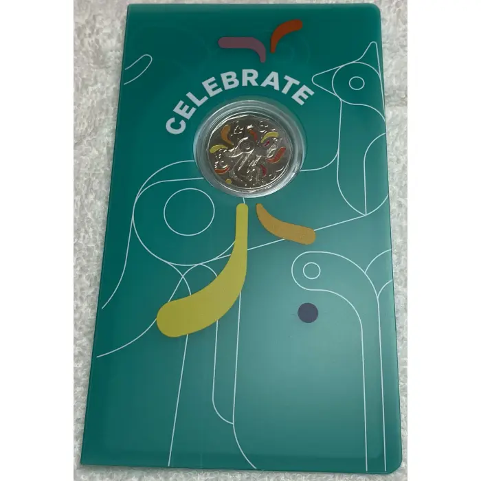 Celebrate 2026 50c coloured uncirculated coin in plastic card