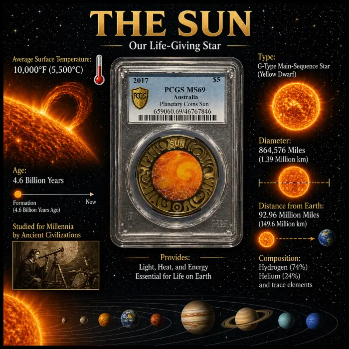 2017 Australian $5 MS69 Planetary Coins Sun PCGS