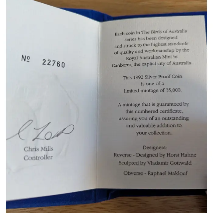 $10 Silver Proof Birds Of Australia Emperor Penguin RAM Coin