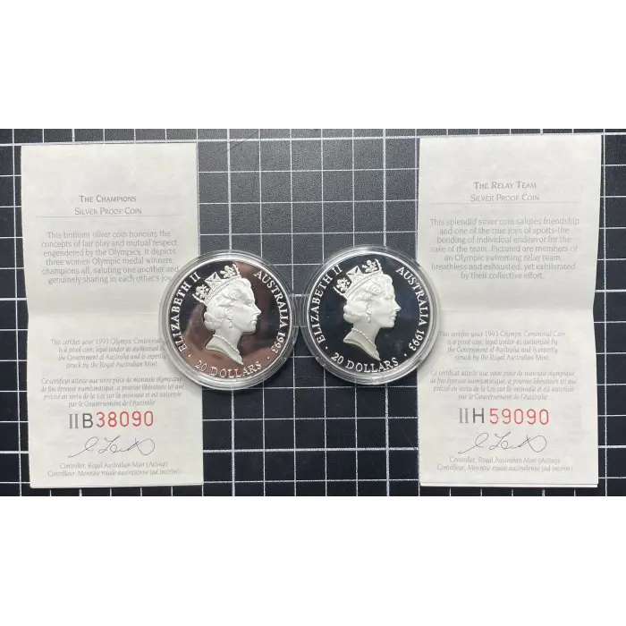 Sterling Silver 1993 Olympics Set - 2 x $20 Coins