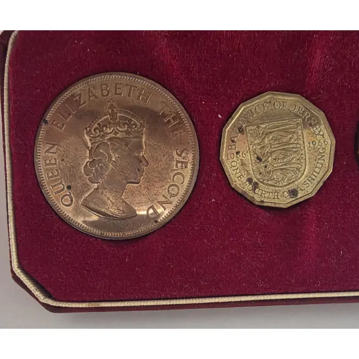 1966 Jersey 4-Coin Set – 2 x 1/4 Shilling & 2 x 1/12 Shilling – In Original Box