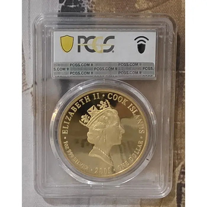 2005 - PCGS MSPR69  Adelaide Gold Gilt-Ag  1oz $1 Coin