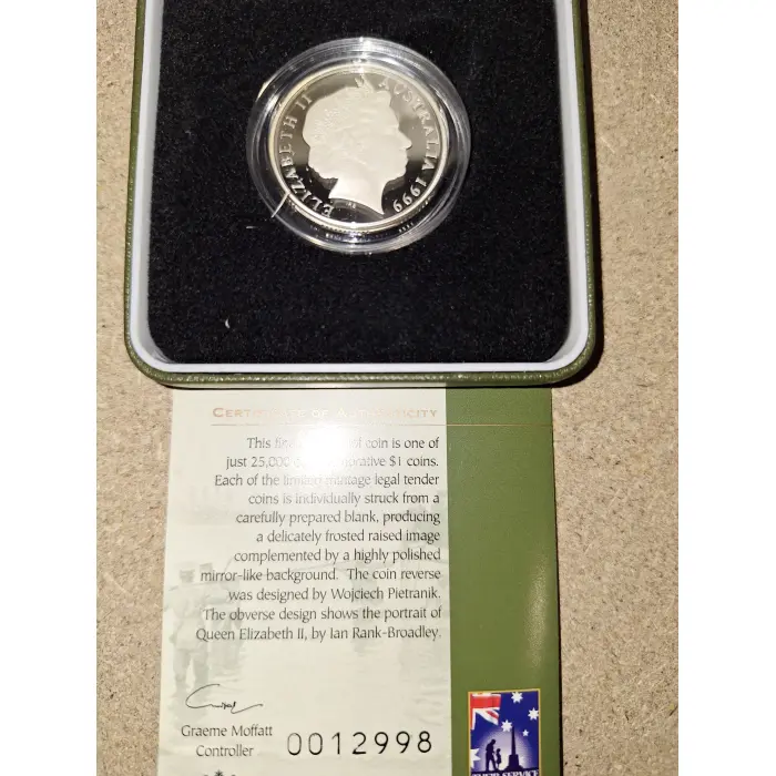 1999 $1 Proof - The Last Anzacs Silver
