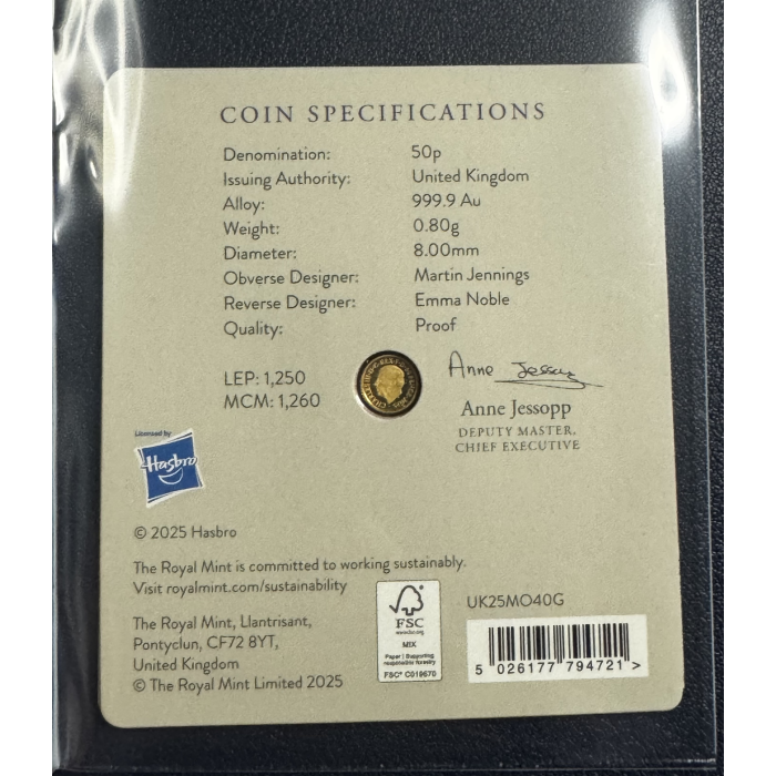 Monopoly 90th Anniversary 2025 Uk 1/40 Oz Gold Proof Coin