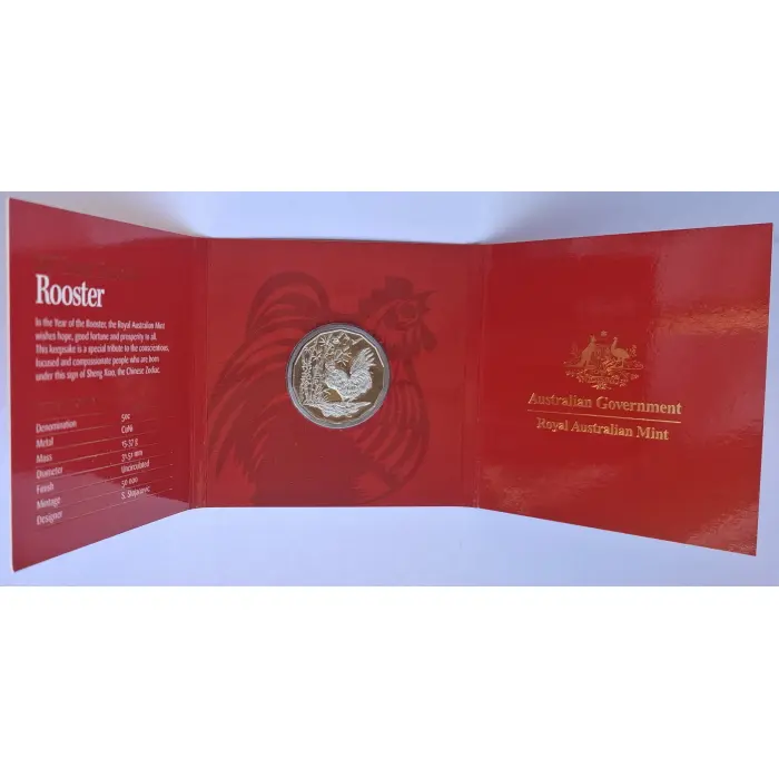 2017 50c Lunar Year Of The Rooster- Tetra-Decagonal Coin in Tri-Fold Card