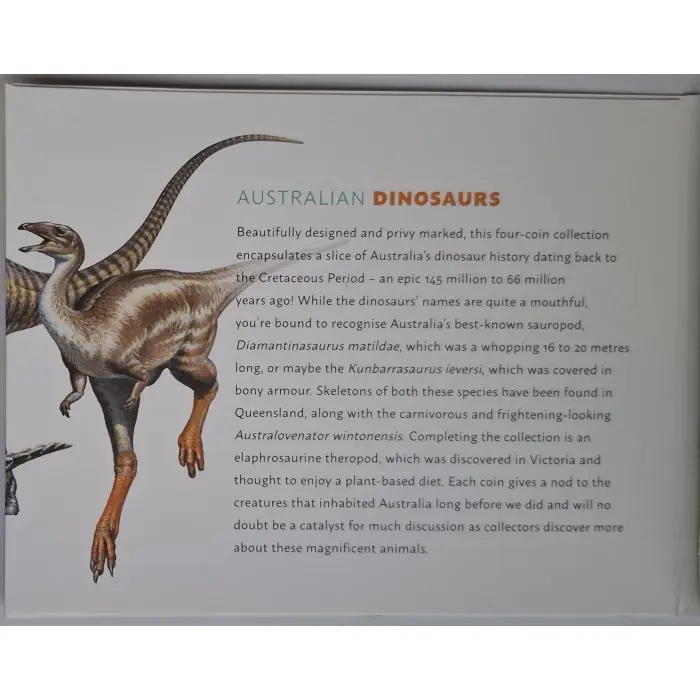 2022 $1 Australian Dinosaurs 'D.I.N.O' Privymark Four-Coin Set