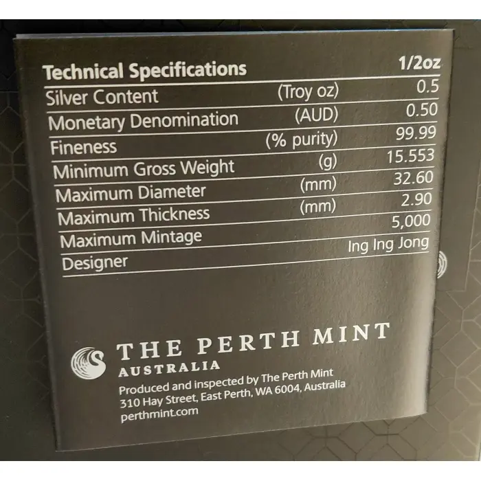 Australian Lunar Series 111  2024 Year of the Dragon 1/2 oz Silver Proof Coin  