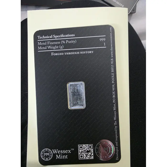ARCHANGLE MICHAEL -  Wessex Mint 1 Gram .999 Silver Bar