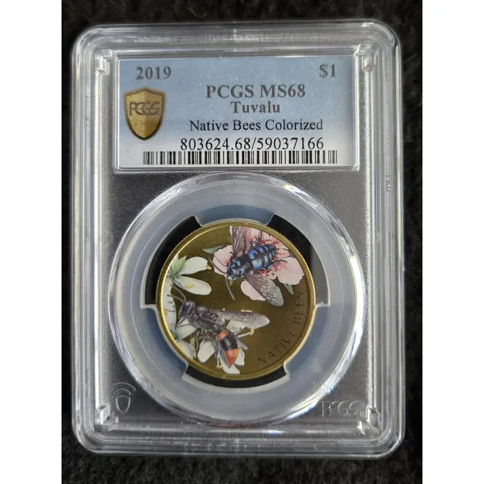 2019 $1 MS68 Native Bees colourised 