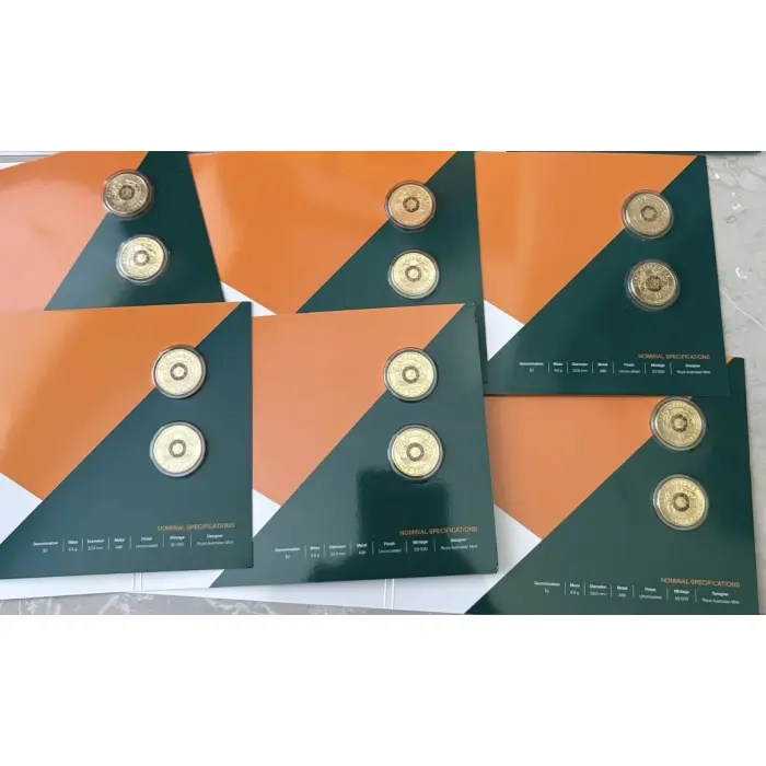 6 x 2025 $2 Wallabies & Wallaroos Two‑Coin Sets