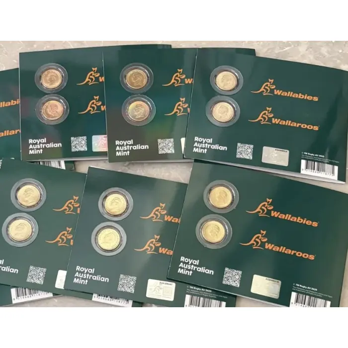 6 x 2025 $2 Wallabies & Wallaroos Two‑Coin Sets