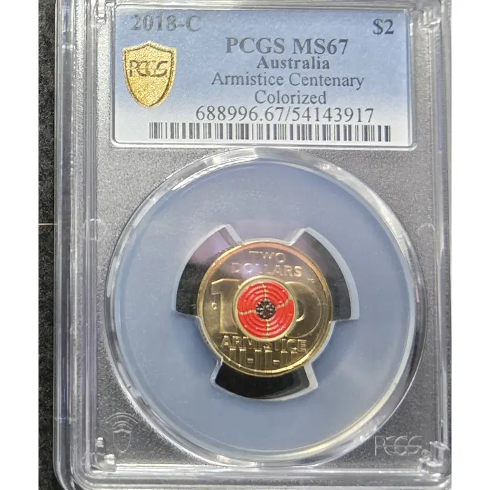 2018 C Armistace Centenary colourised MS67 $2