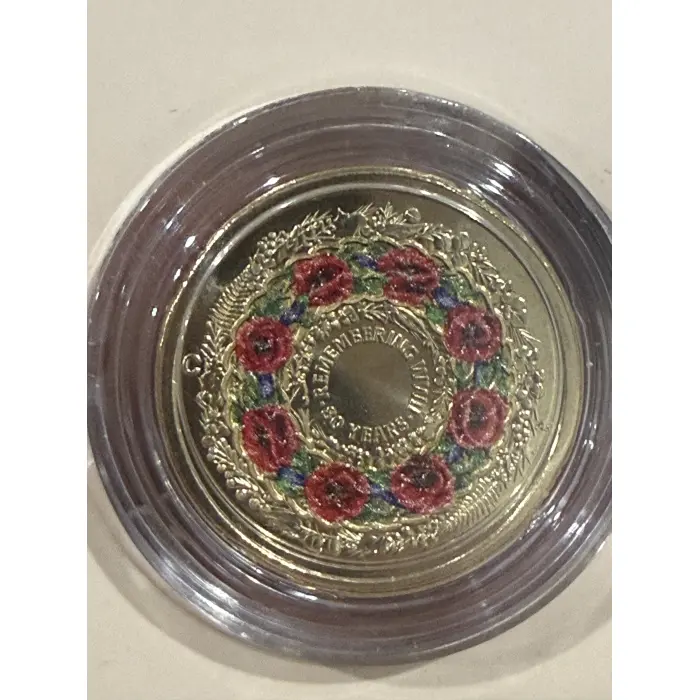 2025 Poppy Wreath 80th Anniversary WWII 'C' Mintmark $2 Coloured Coin in Card