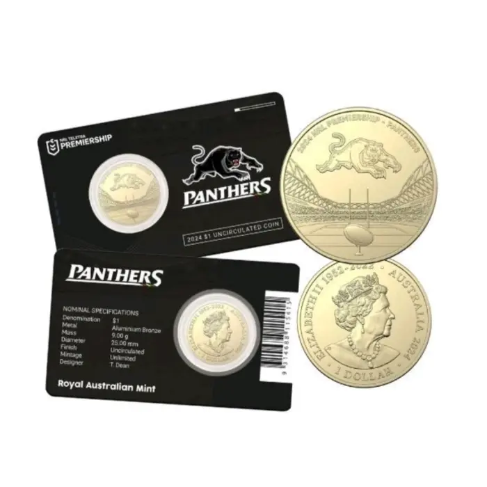 2024  $1  NRL PENRITH PANTHERS CARDED COIN