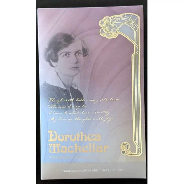 2025 Australia Dorothea Mackellar Uncirculated 50c Three Coin in Card  Set