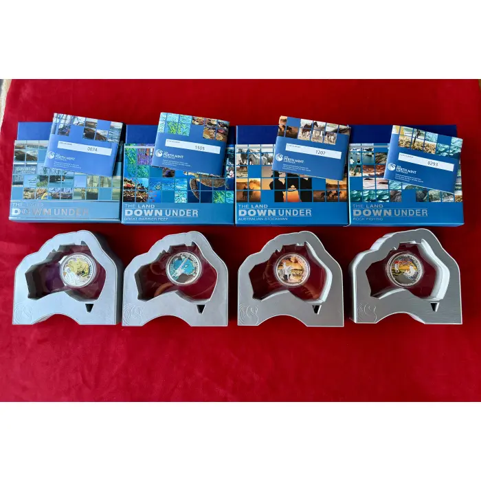 🇦🇺 4 x LAND DOWN UNDER SERIES 1oz SILVER PROOF COINS 🇦🇺
