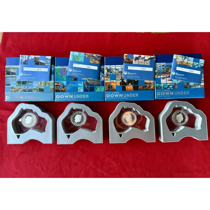 🇦🇺 4 x LAND DOWN UNDER SERIES 1oz SILVER PROOF COINS 🇦🇺