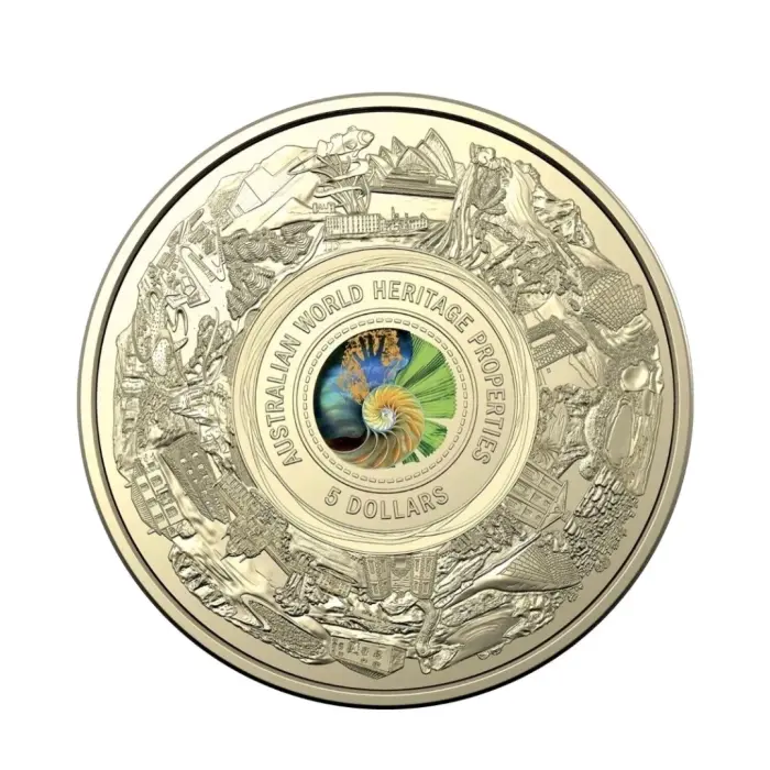 Australia 2023 World Heritage Properties $5 Coloured Uncirculated Coin