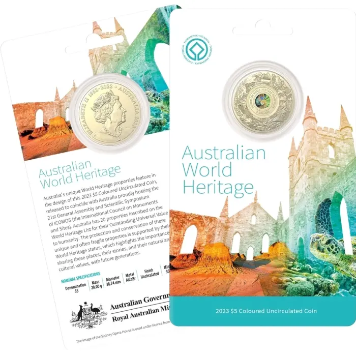 Australia 2023 World Heritage Properties $5 Coloured Uncirculated Coin