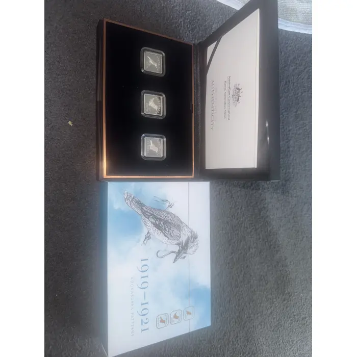 2019 1919-1921 "KOOKABURRA PATTERN" PIECES Pure SILVER SQUARE COIN SET