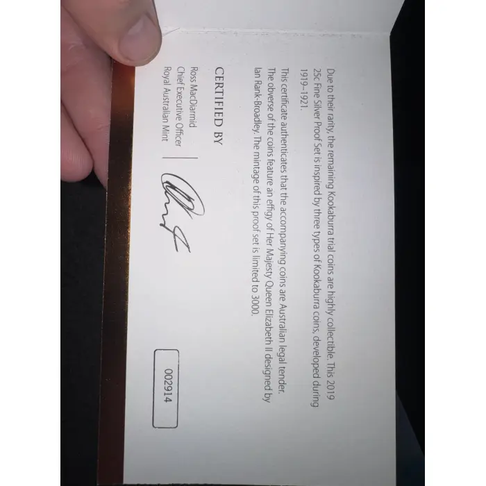 2019 1919-1921 "KOOKABURRA PATTERN" PIECES Pure SILVER SQUARE COIN SET