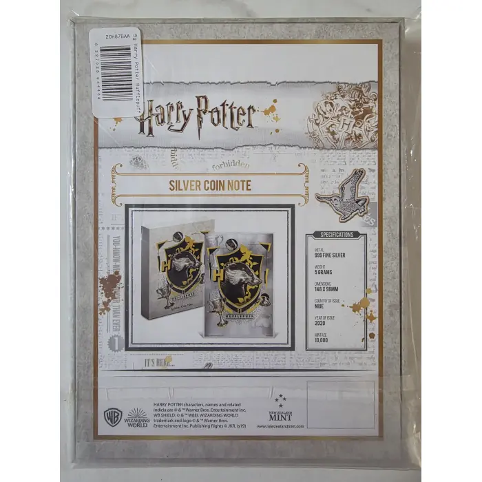 2020 Harry Potter Hufflepuff 5g Silver Coin Note – Limited Edition Collectible