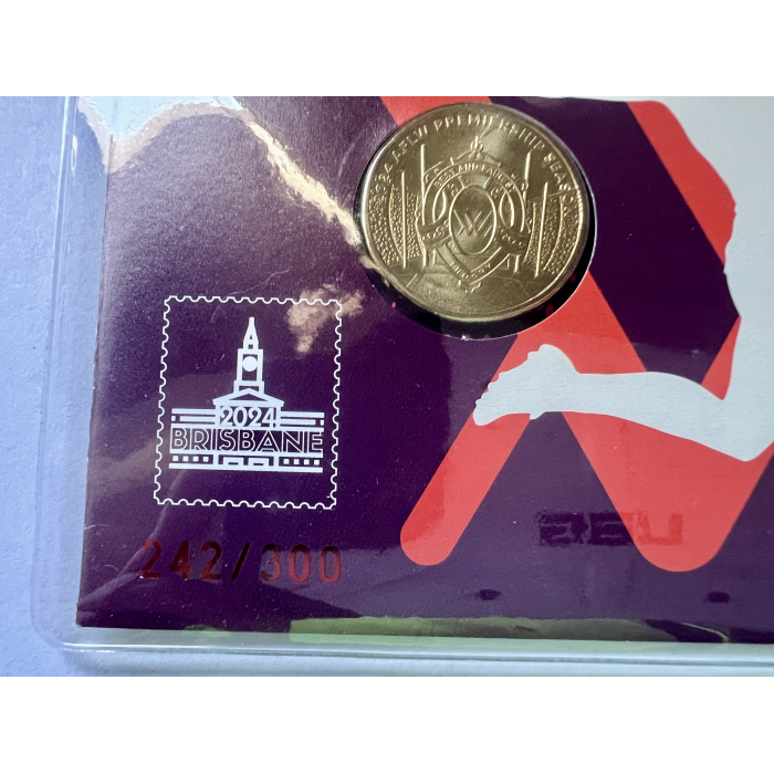 🏈 2024 AFLW PREMIERSHIP - Limited Edition Brisbane Coin & Stamp Show 2 coin PNC