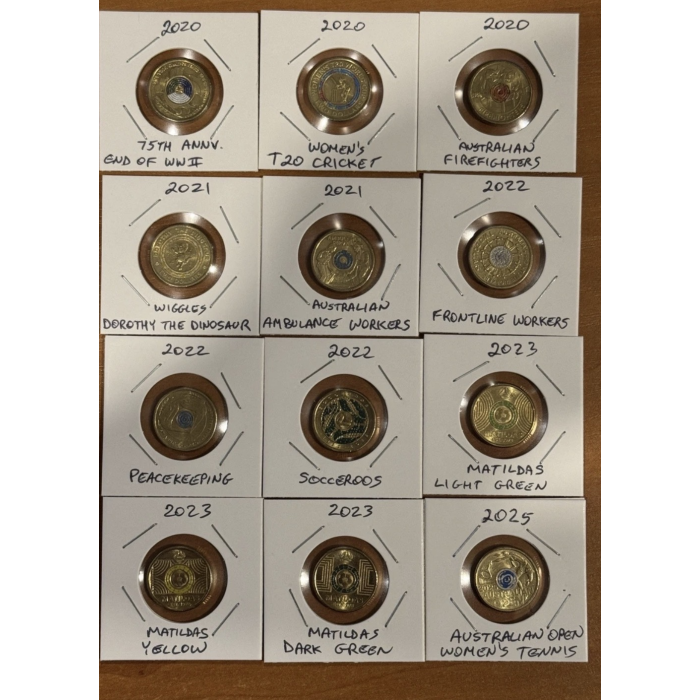 $2 Dollar Australian Coloured Coins Bulk 12x Two Dollar Australia Circulated