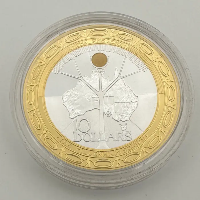 2000 Australia The Present $10 Silver Proof Gold-Plated Millennium Coin