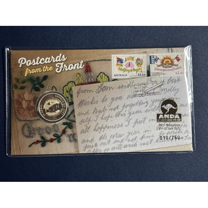 2025 $1 Postcards from the Front - Low Number - 10/750 - ANDA - Perth Money Expo