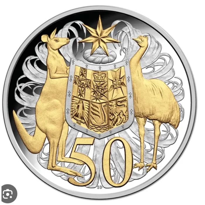 2016 50th Anniversary of Decimal Currency Silver round 50-cent  w/gold-plated 