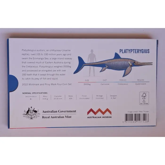 2022 $1 Dinosaurs Downunder 'Privy' Year Set